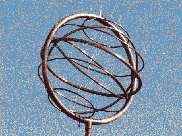 earth rings sphere copper art garden sprinkler