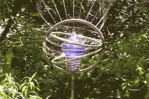 cobalt glass ball garden art copper sprinkler