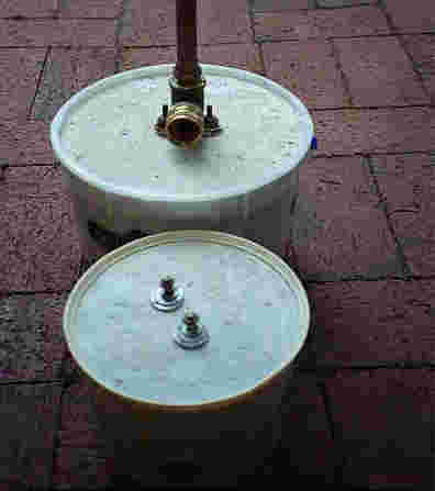 two versions of concrete base for copper sprinkler
